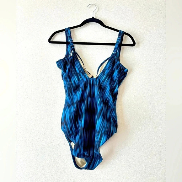 Miraclesuit Blue Ocean Wrap One Piece Swimsuit Slimming Shapewear Beach Pool - Picture 2 of 9